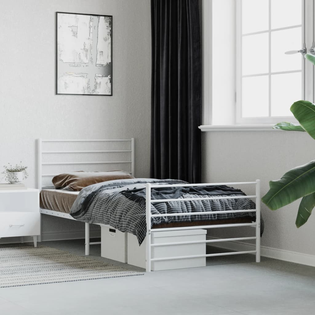 vidaXL Estructura cama sin colchón con estribo metal blanco 90x190 cm