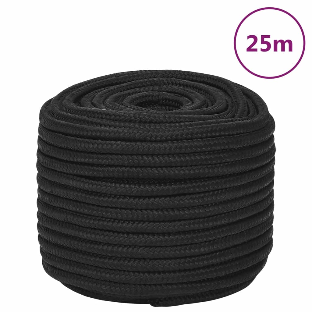 vidaXL Cuerda de barco polipropileno negro intenso 14 mm 25 m