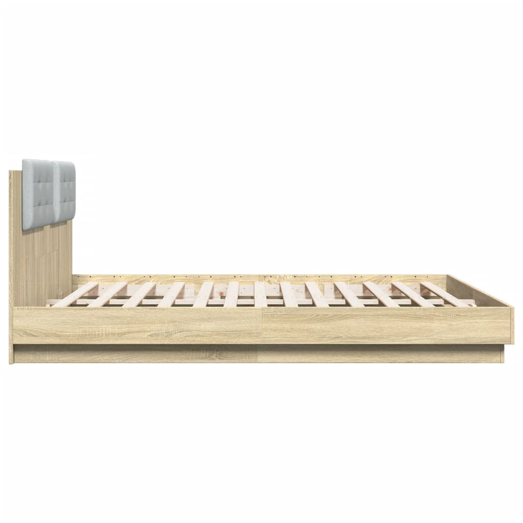 vidaXL Cama con cabecero madera de ingeniería roble Sonoma 180x200 cm