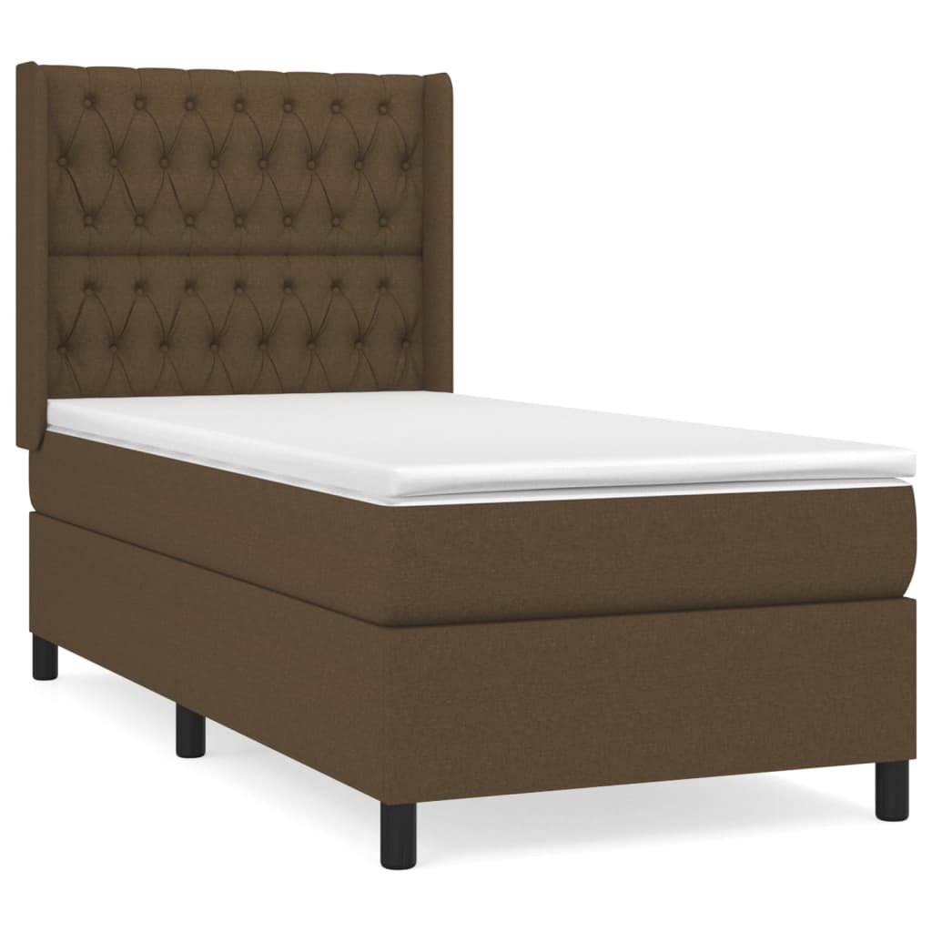 vidaXL Cama box spring con colchón tela marrón oscuro 100x200 cm