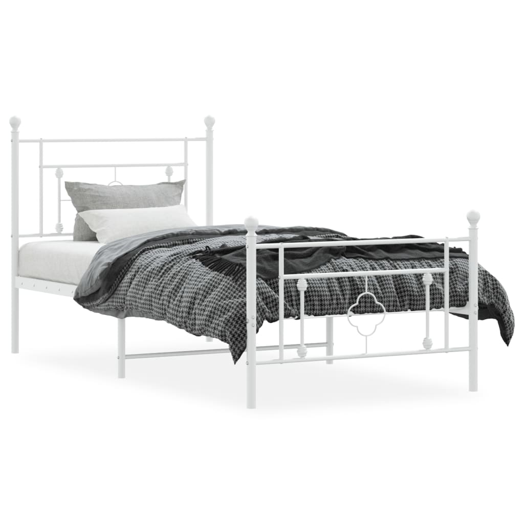 vidaXL Estructura cama sin colchón con estribo metal blanco 100x200 cm