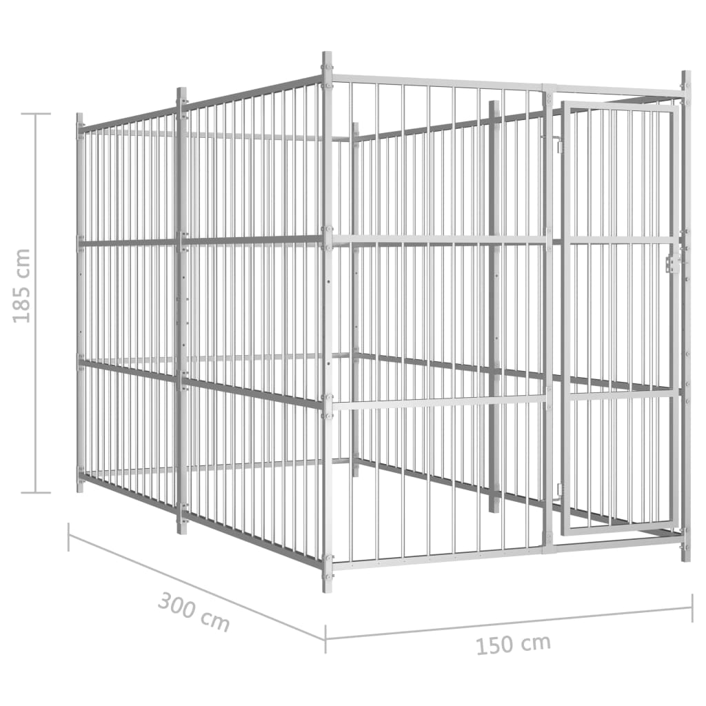 vidaXL Perrera de exterior 300x150x185 cm