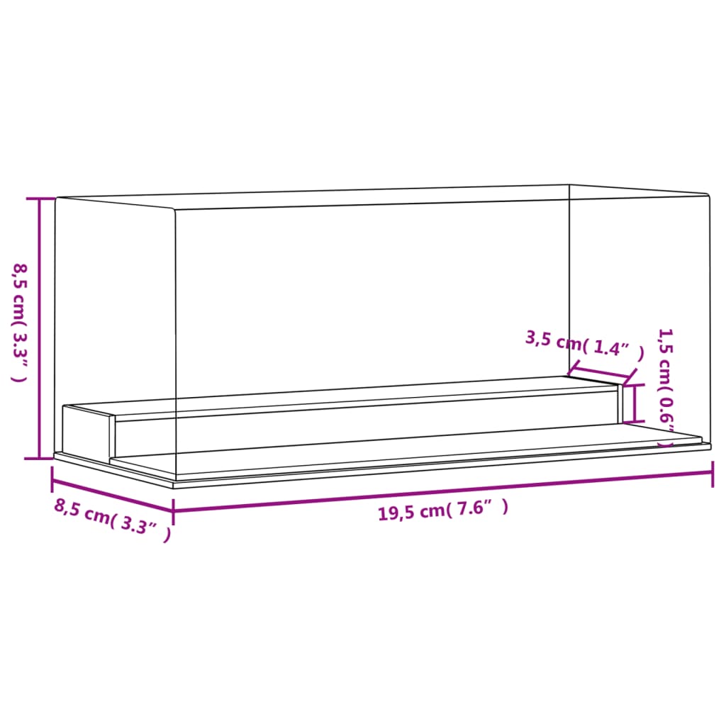 vidaXL Caja de exposición acrílico transparente 19,5x8,5x8,5 cm