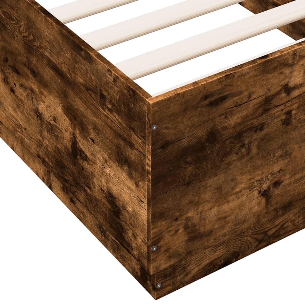 vidaXL Estructura de cama madera de ingeniería roble ahumado 90x190 cm