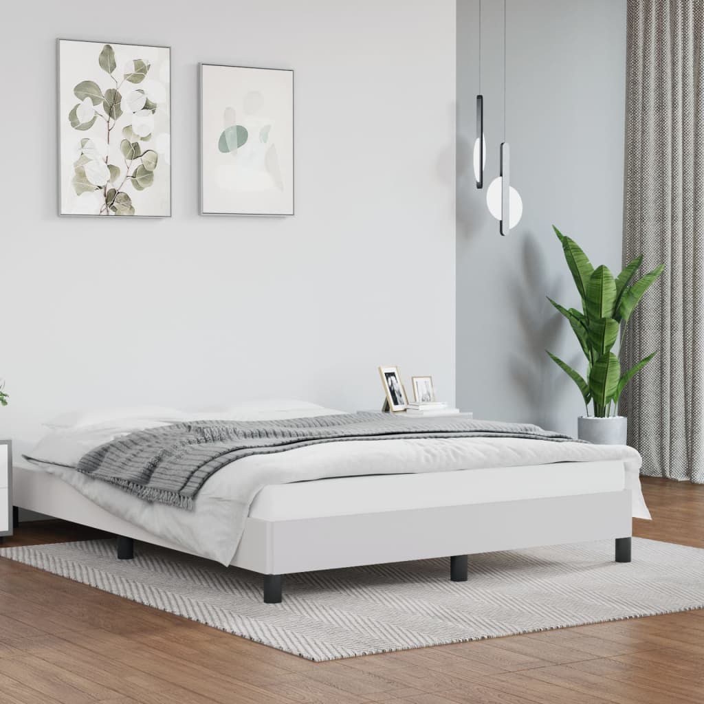 vidaXL Estructura de cama de cuero sintético blanco 140x200 cm