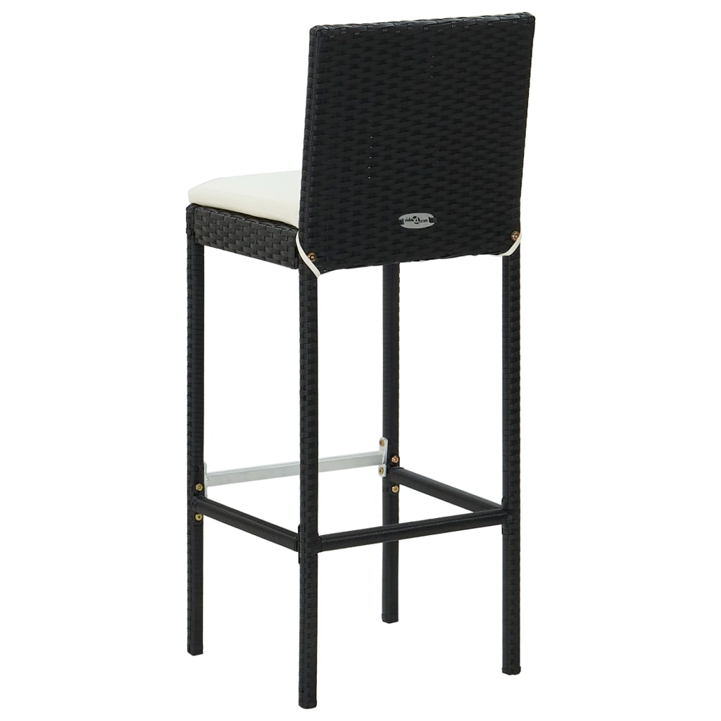 vidaXL Set muebles bar jardín 5 piezas y cojines ratán sintético negro