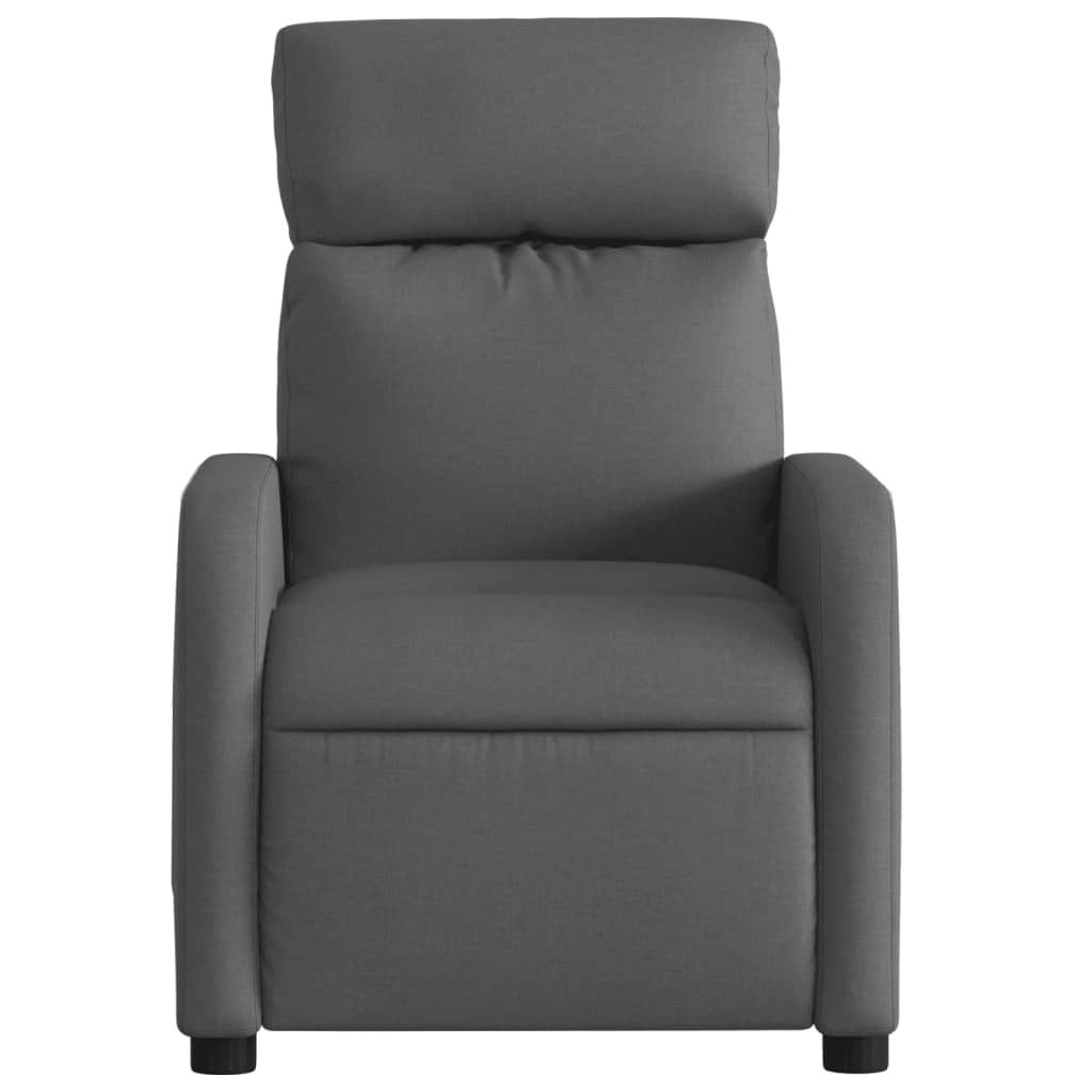 vidaXL Sillón de masaje reclinable de tela gris oscuro