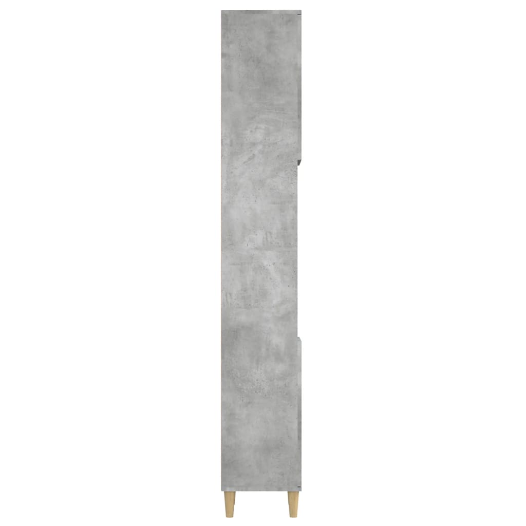 vidaXL Armario de baño madera contrachapada gris hormigón 30x30x190 cm