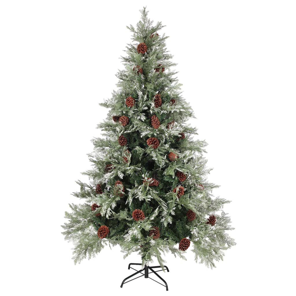 vidaXL Árbol de Navidad con luces y piñas PVC PE verde 120 cm