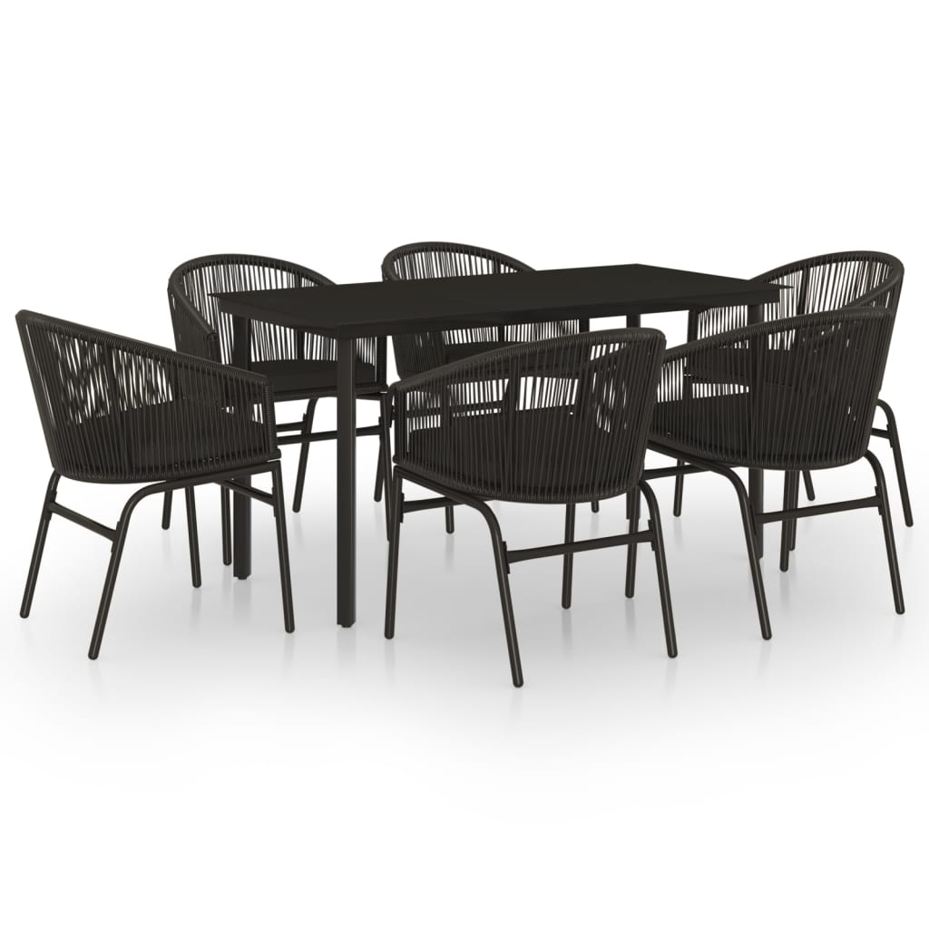 vidaXL Juego de comedor para jardín 7 piezas negro