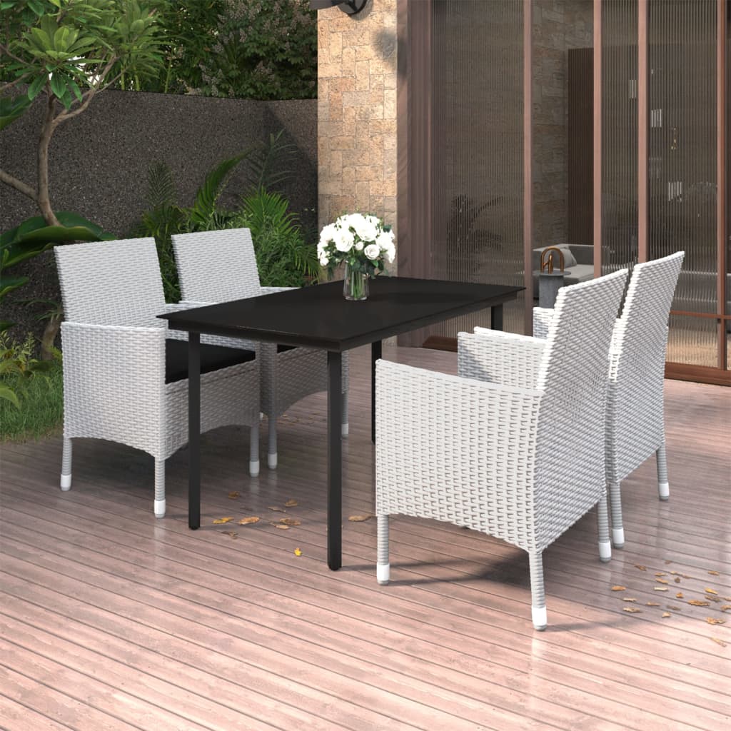 vidaXL Set comedor de jardín 5 pzas y cojines ratán sintético y vidrio