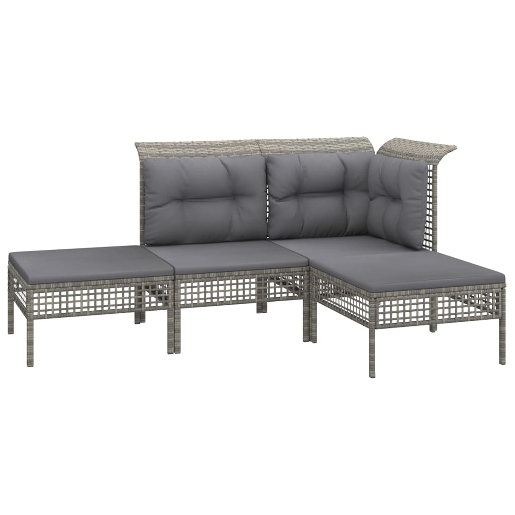 vidaXL Set de muebles de jardín 7 pzas y cojines ratán sintético gris