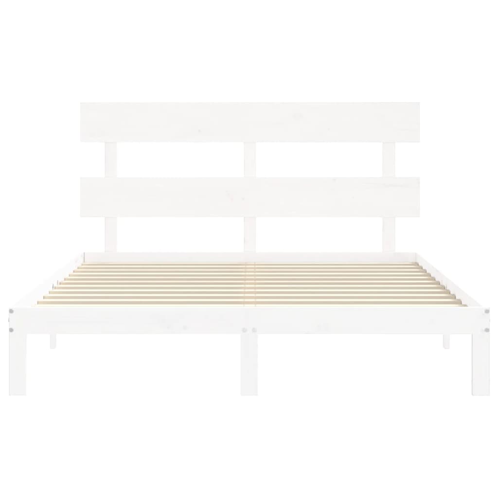 vidaXL Estructura de cama con cabecero madera maciza blanco 160x200 cm