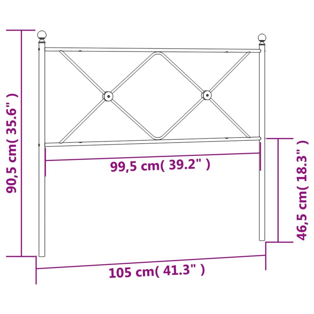 vidaXL Cabecero de metal negro 100 cm