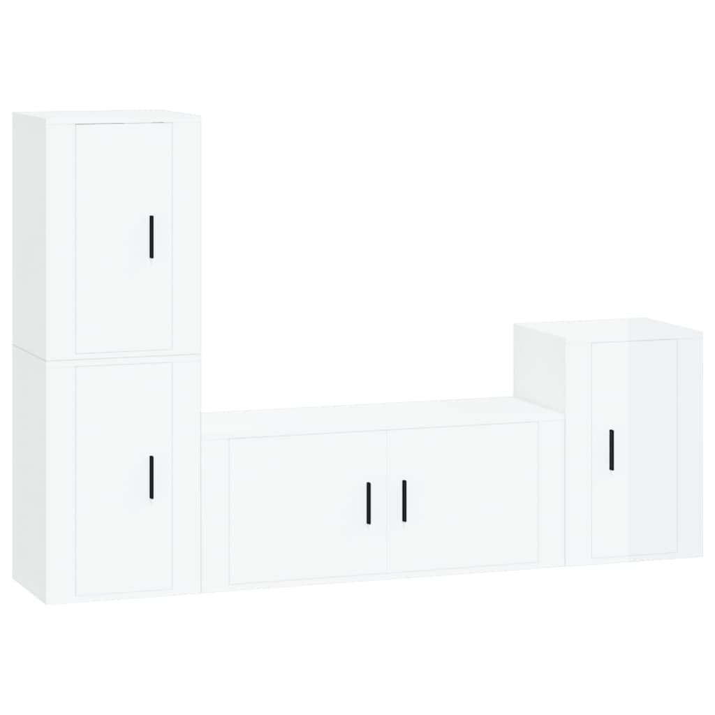 vidaXL Set de muebles de TV 4 pzas madera contrachapada blanco brillo