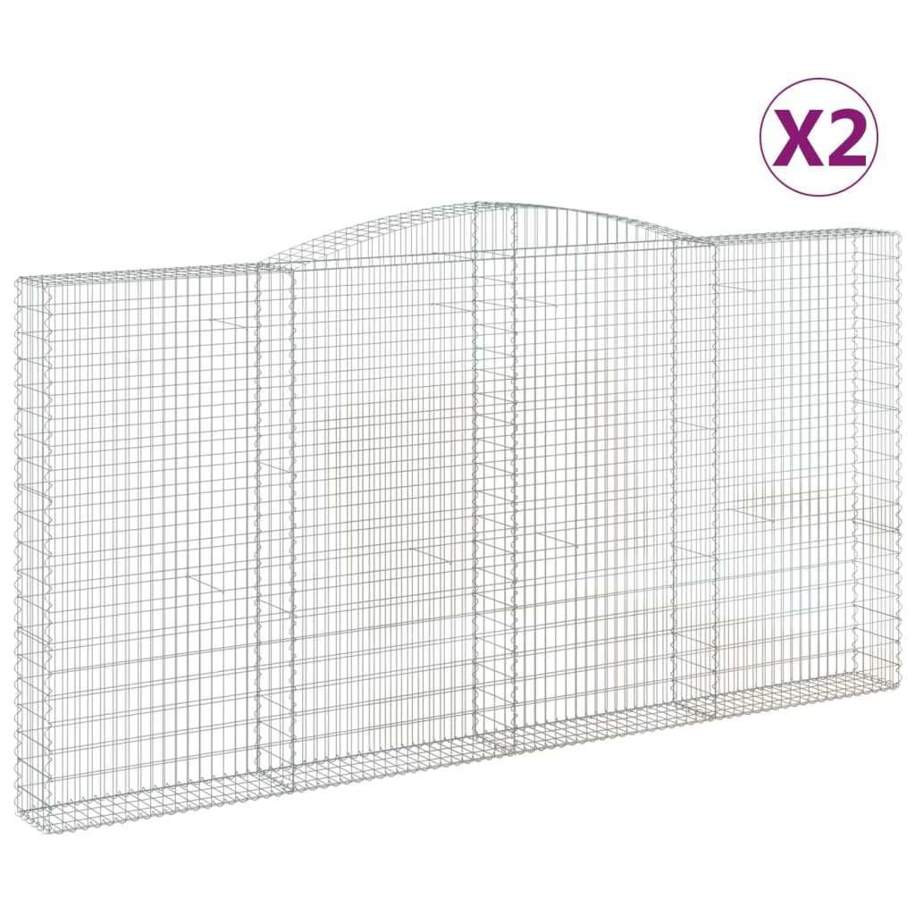 vidaXL Cestas de gaviones 2 uds forma de arco hierro 400x30x200/220 cm