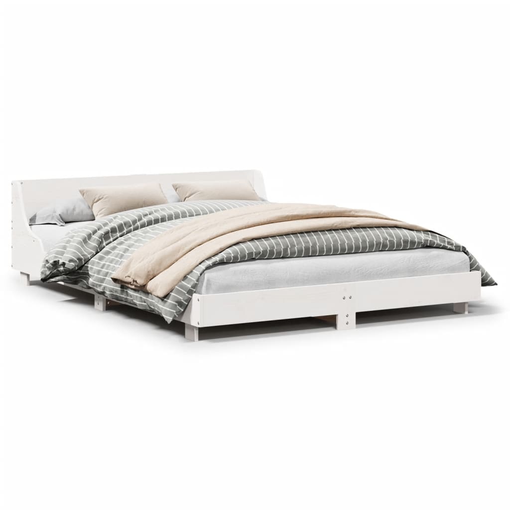 vidaXL Estructura de cama sin colchón madera de pino blanca 150x200 cm