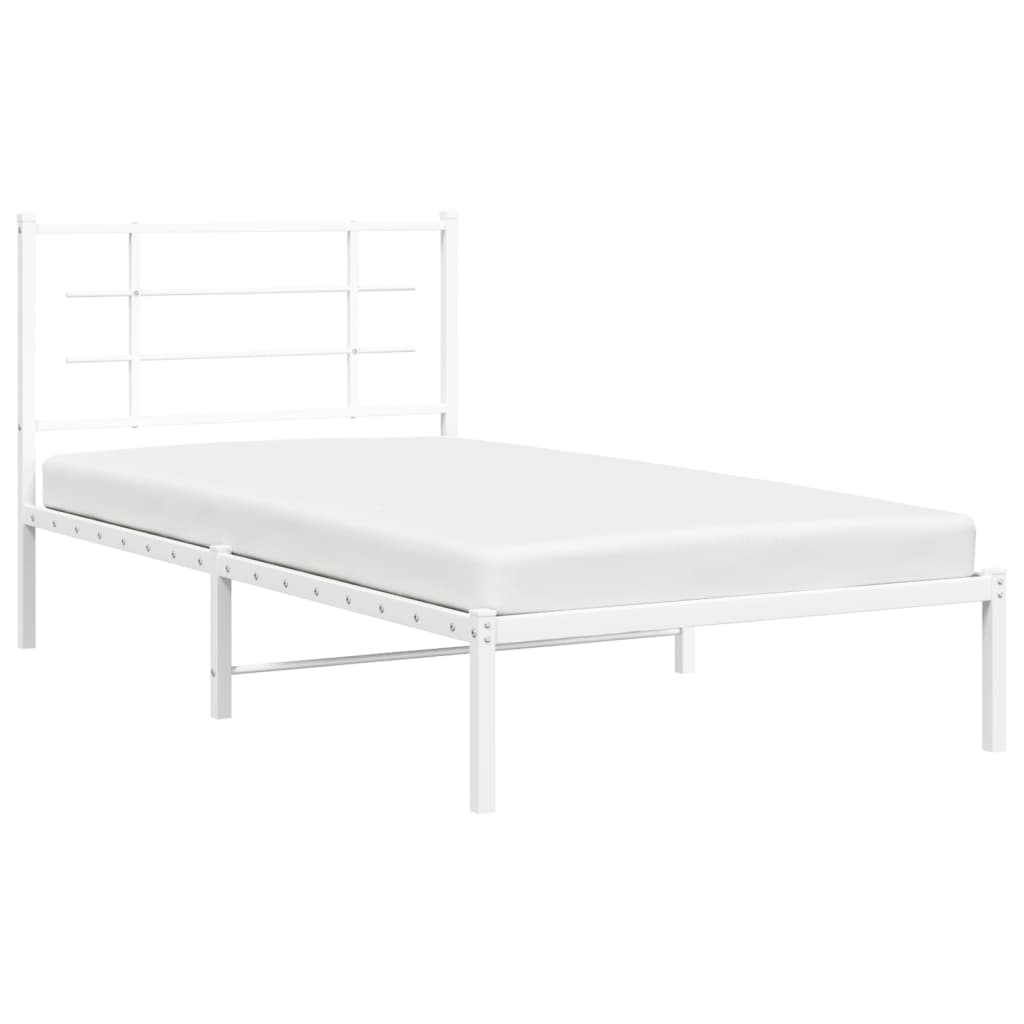 vidaXL Estructura cama sin colchón con cabecero metal blanco 100x190cm