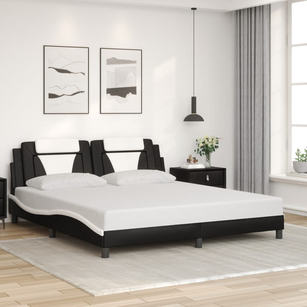 vidaXL Estructura de cama con LED sin colchón negro blanco 180x200 cm