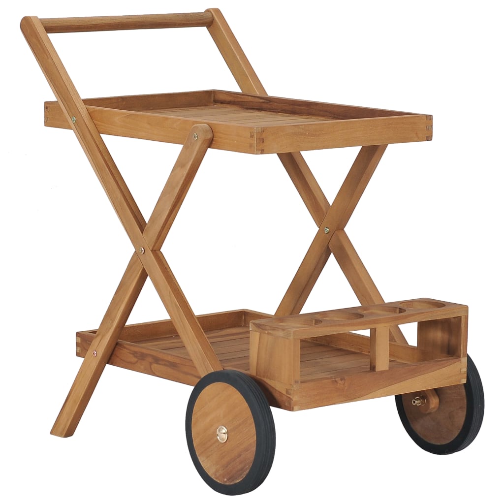 vidaXL Carrito del té de madera maciza de teca