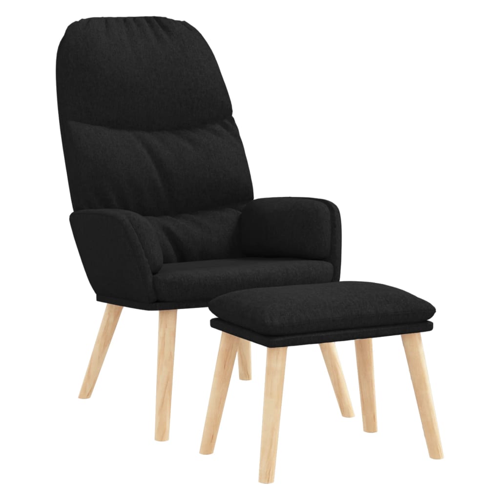 vidaXL Sillón de relax con reposapiés tela negro