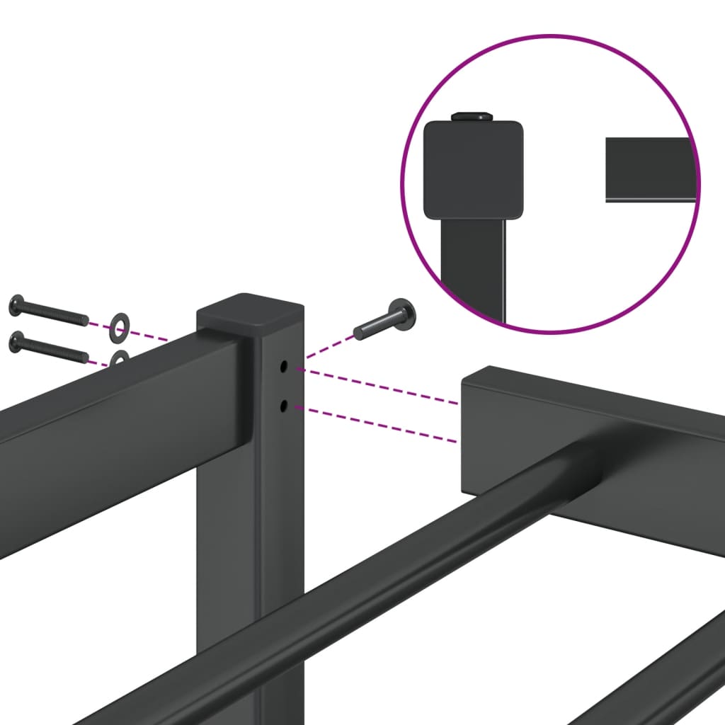 vidaXL Estructura de cama de metal negro 140x190 cm