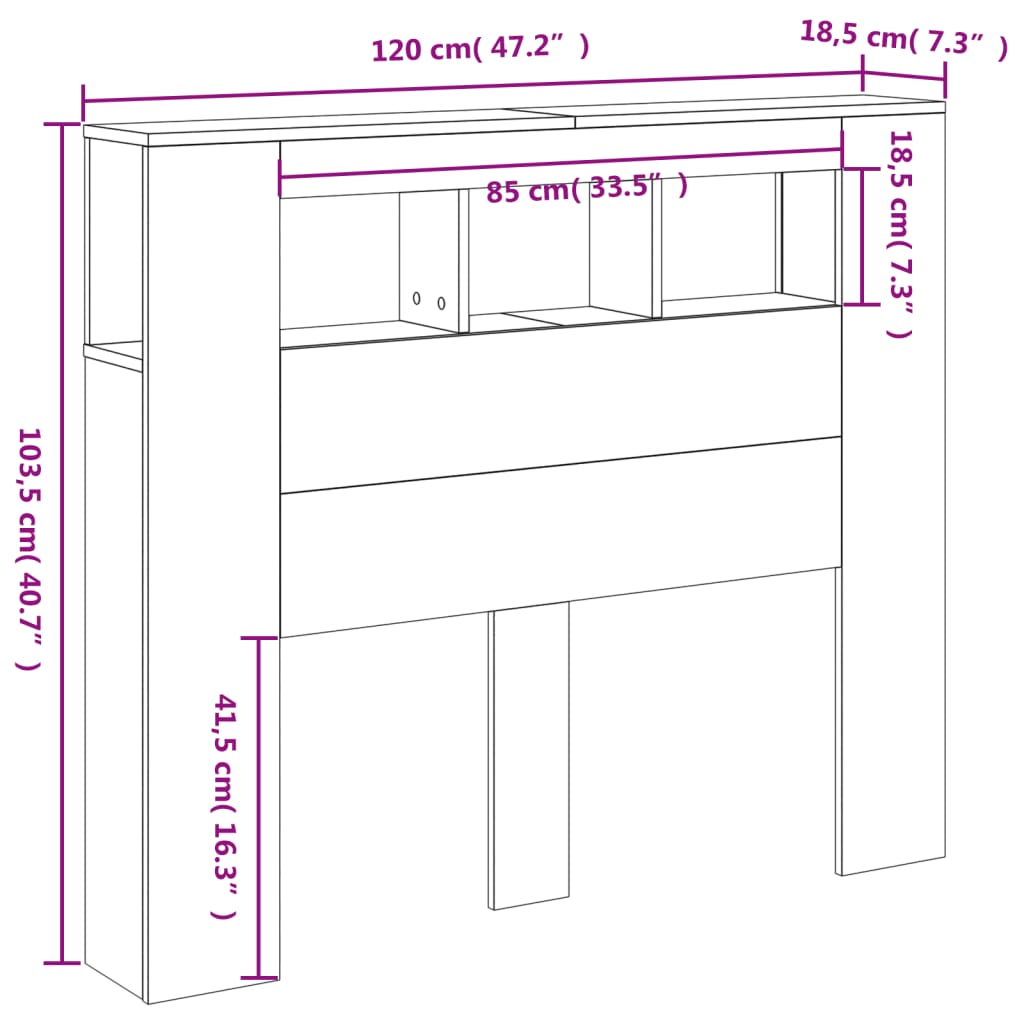 vidaXL Cabecero con LED madera de ingeniería blanco 120x18,5x103,5 cm