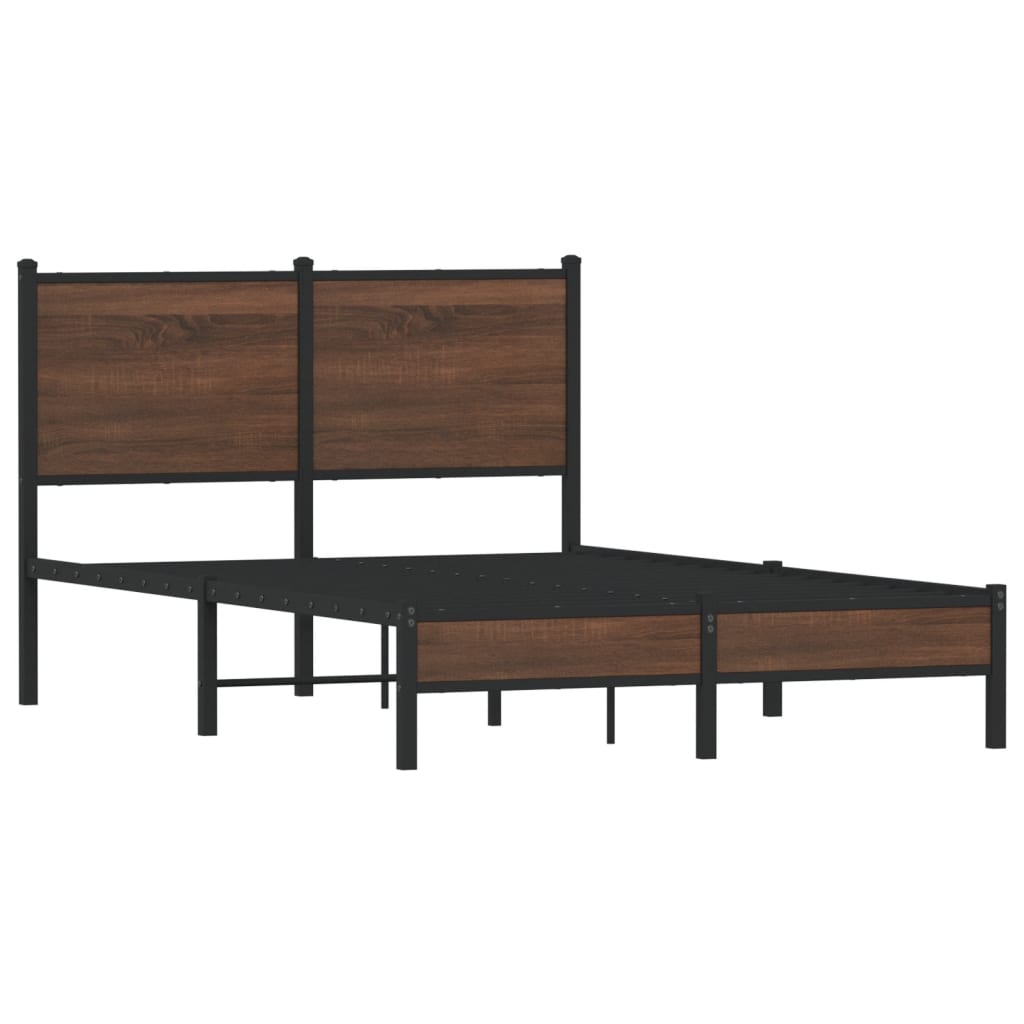 vidaXL Estructura de cama sin colchón metal marrón roble 120x190 cm