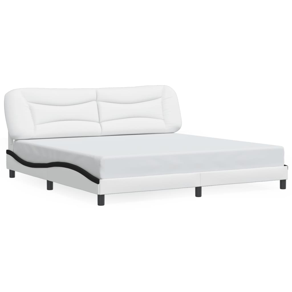 vidaXL Estructura de cama con cabecero cuero sintético blanco y negro