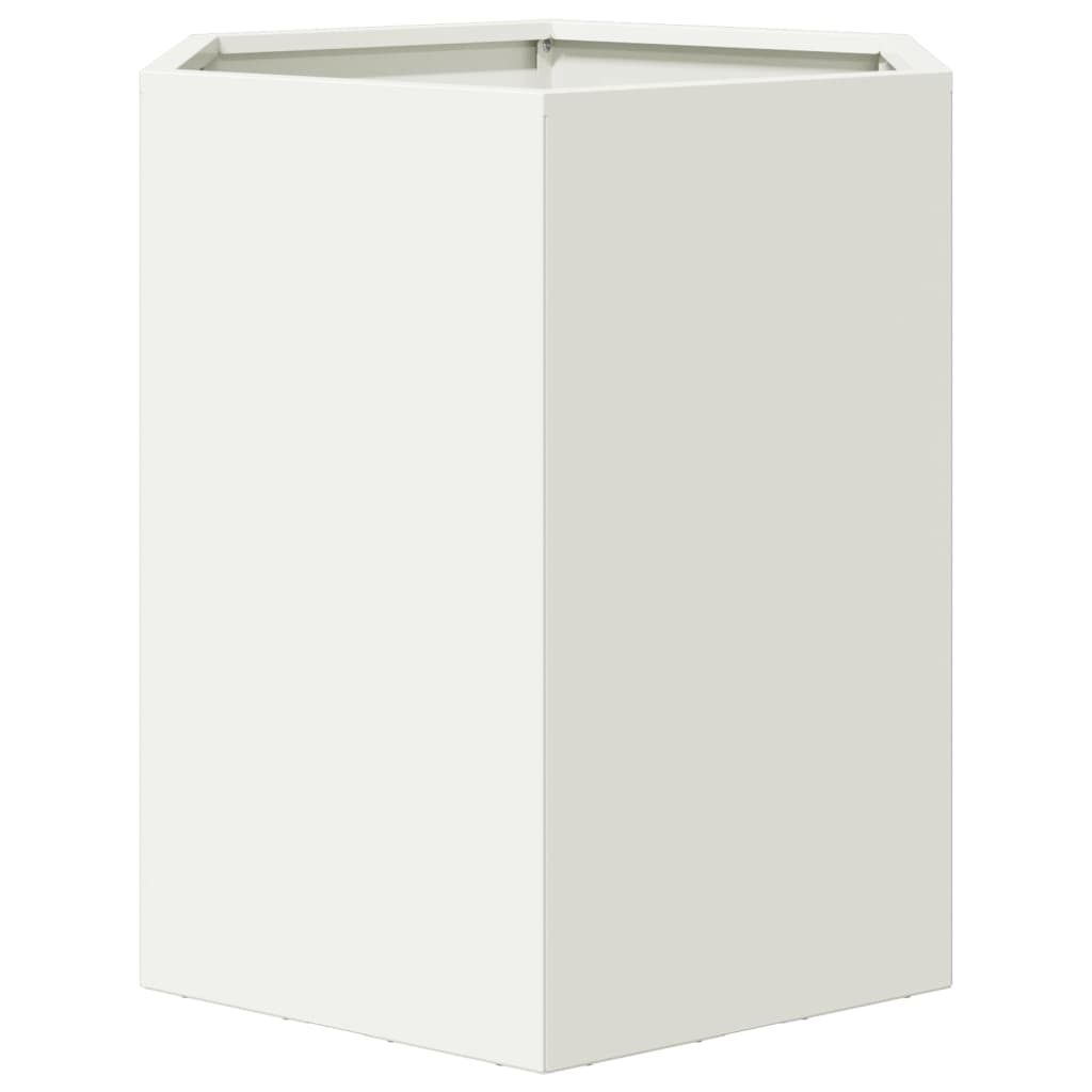 vidaXL Jardinera hexagonal acero blanco 46x40x45 cm