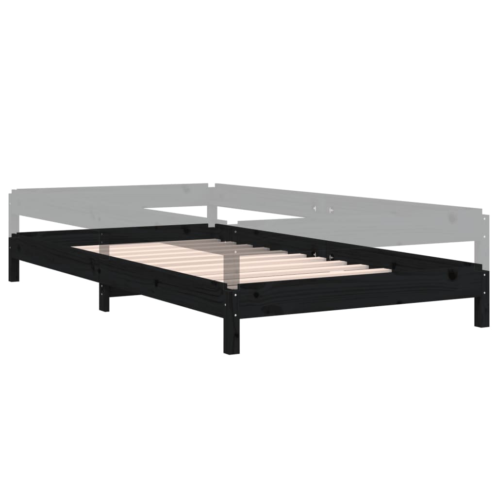 vidaXL Cama apilable de madera pino maciza negro 100x200 cm