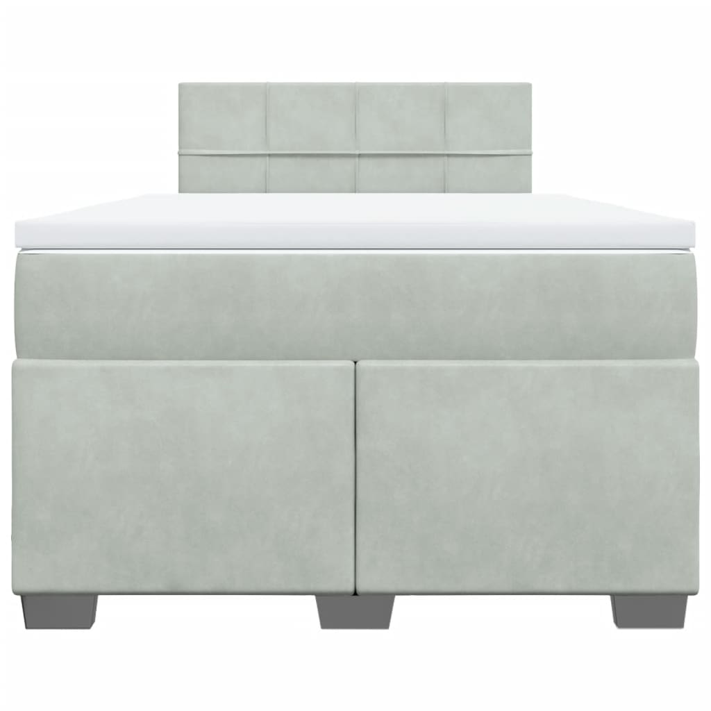 vidaXL Cama box spring con colchón terciopelo gris claro 120x190 cm