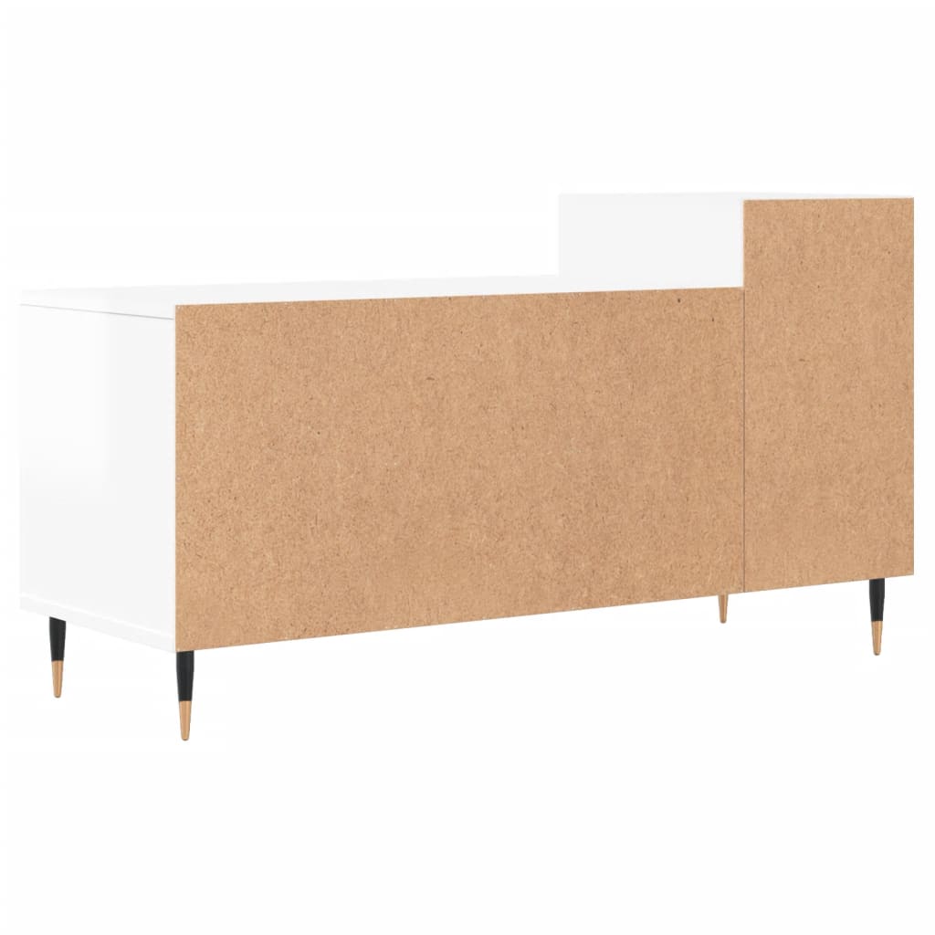 vidaXL Mueble de TV madera contrachapada blanco brillo 100x35x55 cm