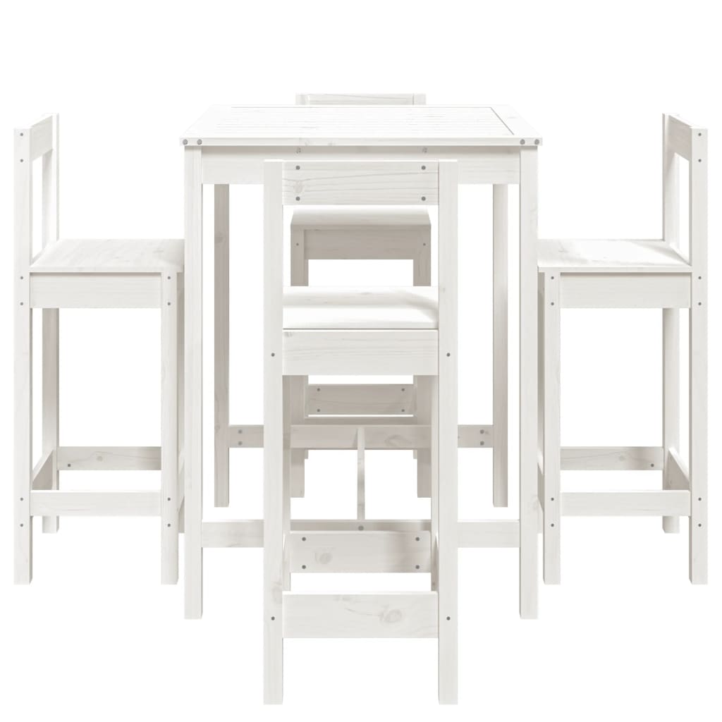 vidaXL Set de mesa y taburetes altos jardín 5 pzas madera pino blanco