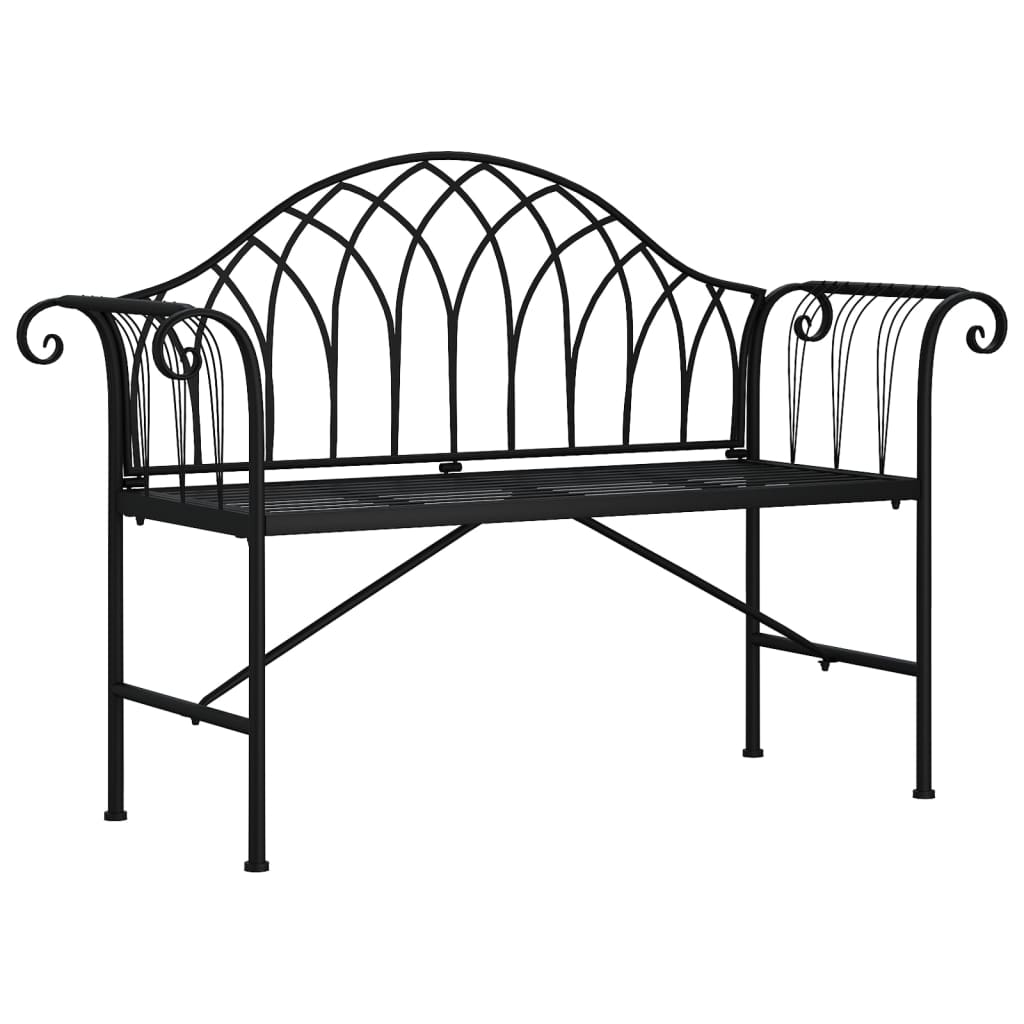 vidaXL Banco de jardín de dos plazas 128 cm acero negro