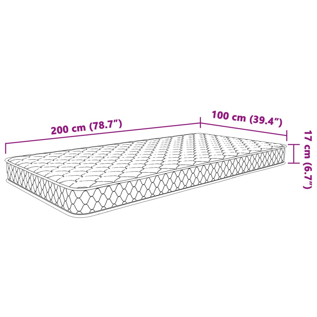 vidaXL Colchón de espuma viscoelástica blanco 100x200x17 cm