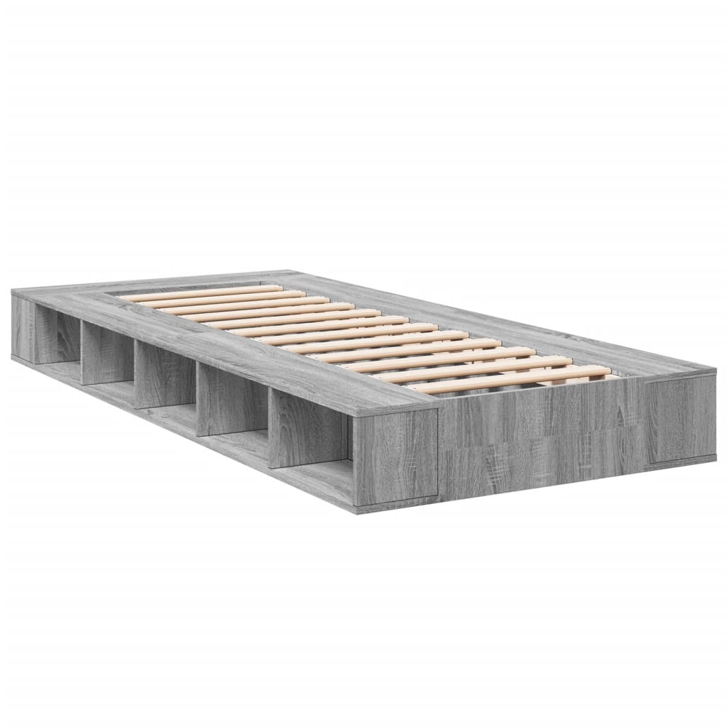 vidaXL Estructura de cama madera de ingeniería gris Sonoma 100x200 cm