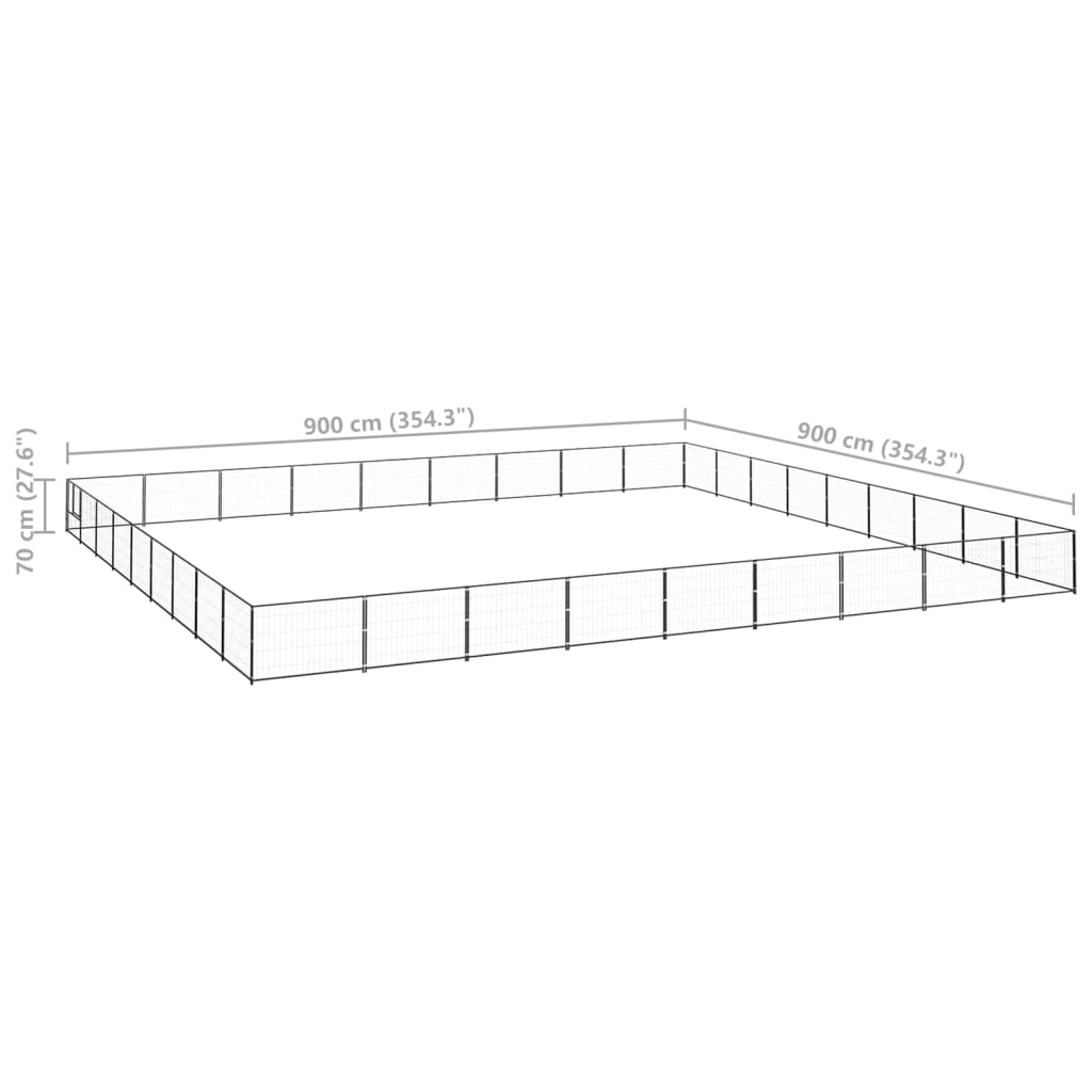 vidaXL Perrera acero 81 m² negra