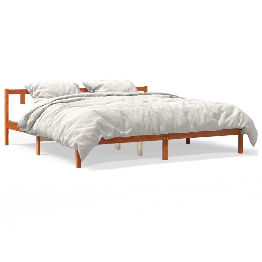 vidaXL Cama sin colchón madera maciza de pino marrón cera 180x200 cm