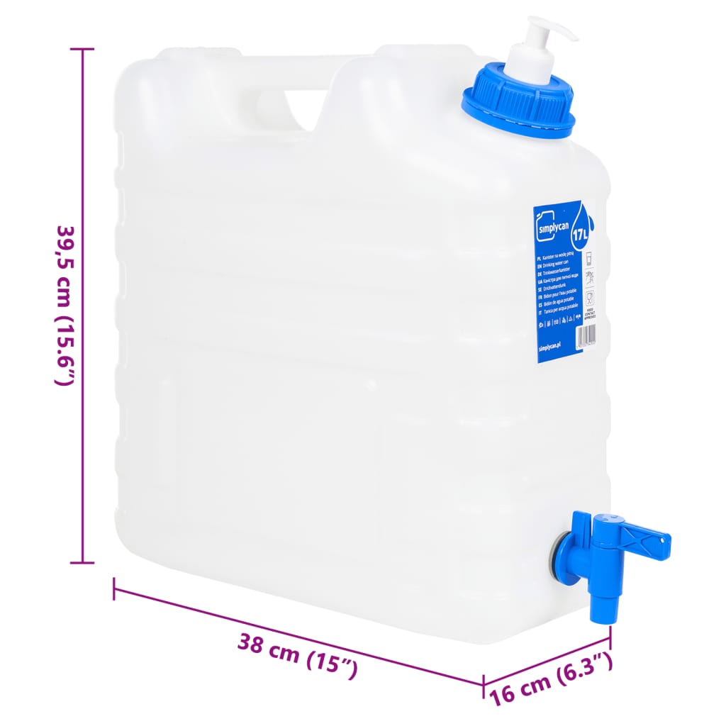 vidaXL Garrafa de agua con grifo y dispensador de jabón plástico 15 l