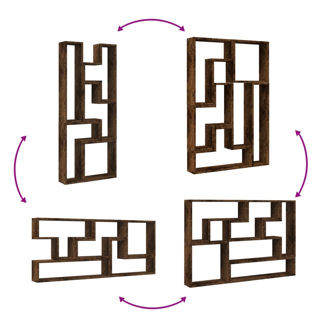 vidaXL Estantería de pared madera ingeniería roble ahumado 96x12x64 cm