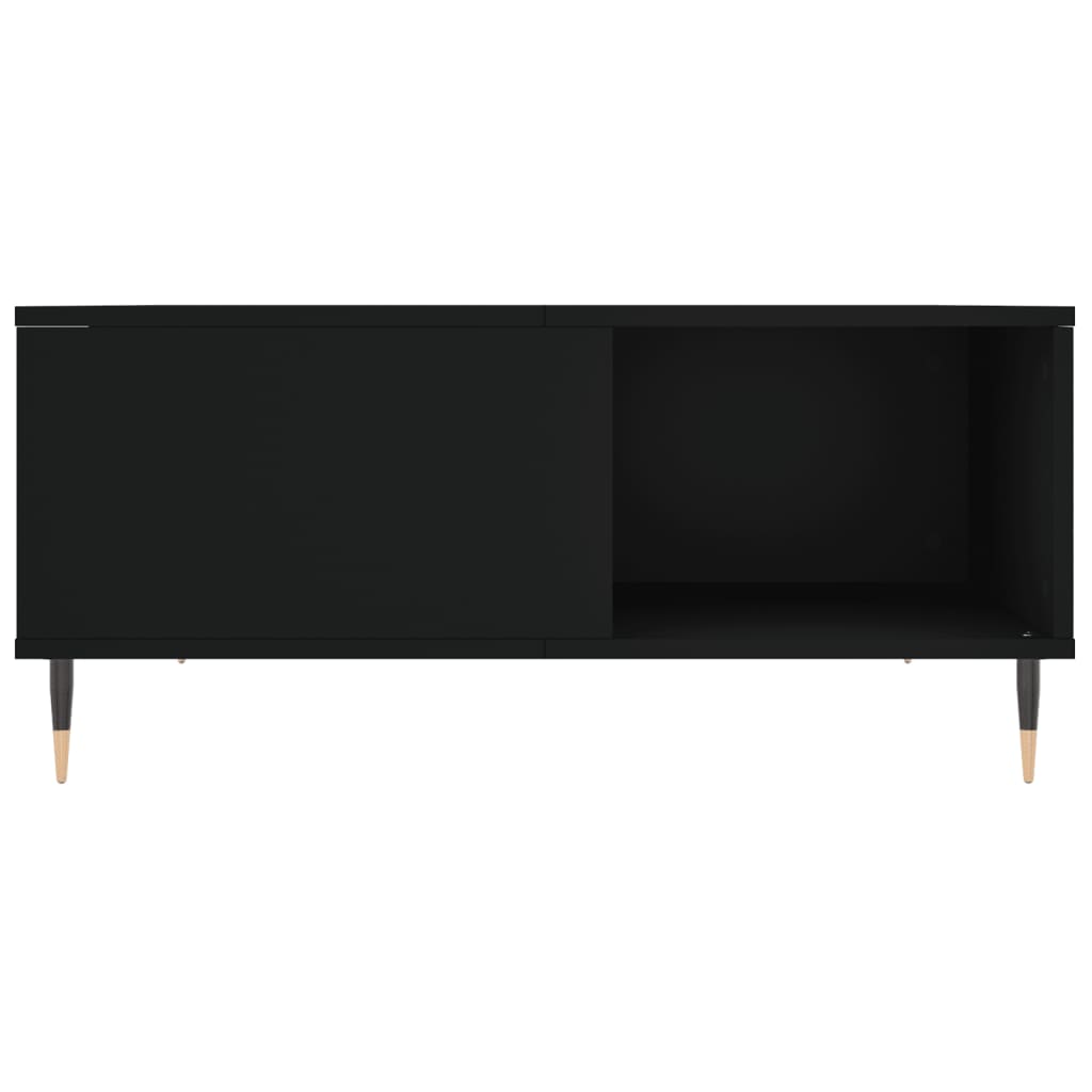 vidaXL Mesa de centro madera contrachapada negro 80x80x36,5 cm