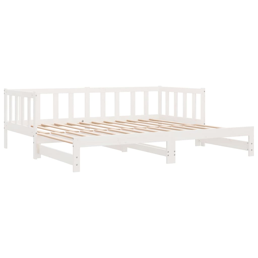 vidaXL Sofá cama extraíble madera maciza de pino blanco 2x(90x200) cm