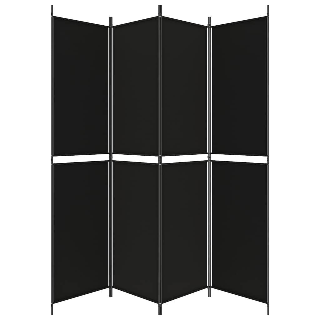 vidaXL Biombo divisor de 4 paneles de tela negro 200x220 cm