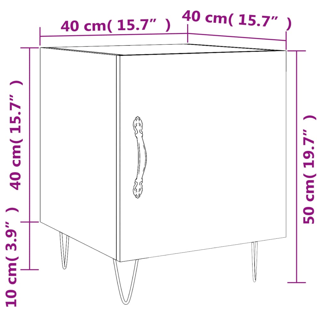 vidaXL Mesita de noche madera de ingeniería gris hormigón 40x40x50 cm