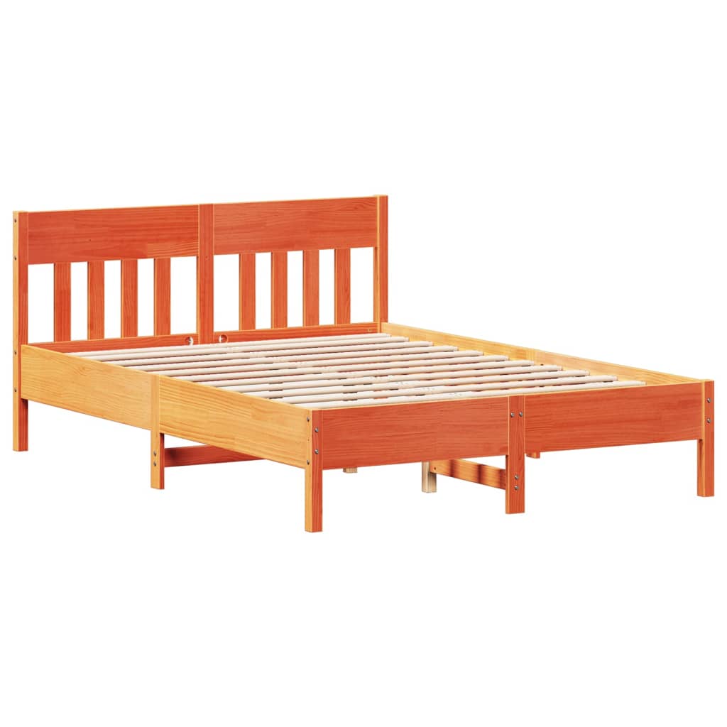 vidaXL Cama sin colchón madera maciza de pino marrón cera 160x200 cm