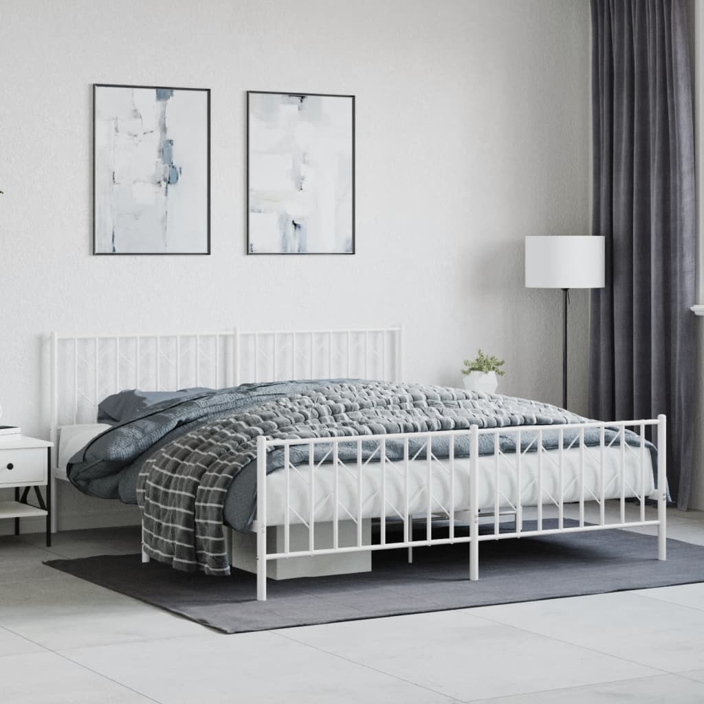 vidaXL Estructura cama sin colchón con estribo metal blanco 183x213 cm