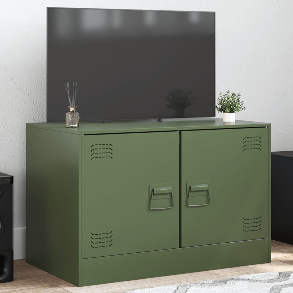 vidaXL Mueble para TV de acero verde oliva 67x39x44 cm