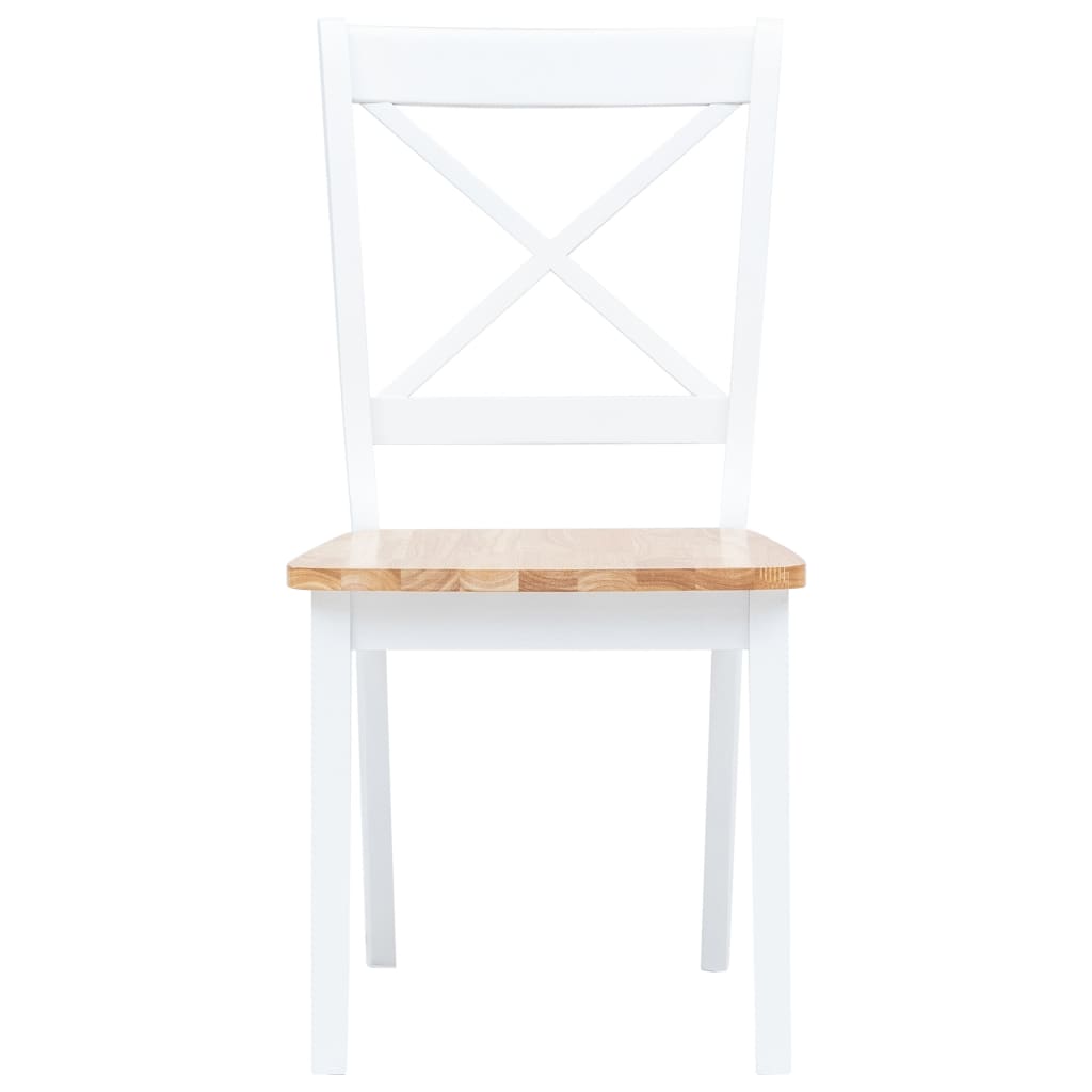 vidaXL Juego de comedor 5 piezas madera maciza de caucho blanco marrón