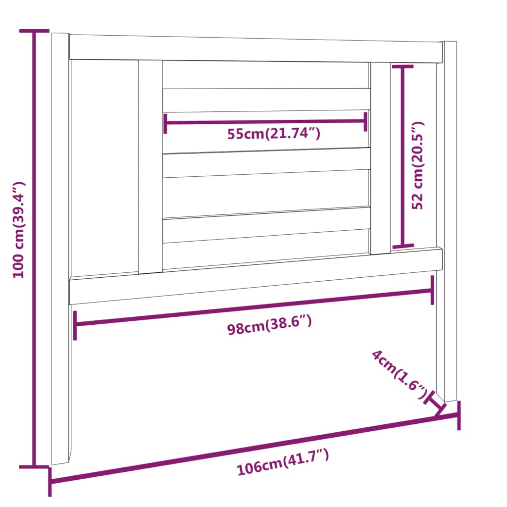 vidaXL Cabecero de cama madera maciza de pino 106x4x100 cm